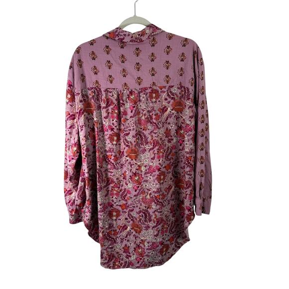 Knox Rose Purple Floral Button Front Shirt Linen Blend Boho Preppy Womens XXL - Picture 6 of 6